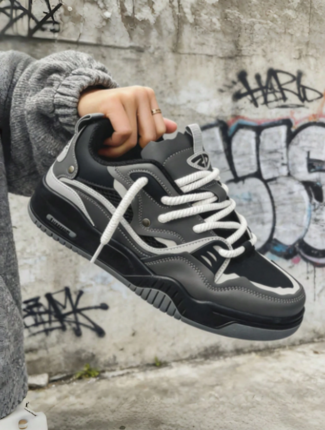 Two-Tone Chunky Sneakers Men's Comfy Non-Slip Lace-Up Casual Shoes